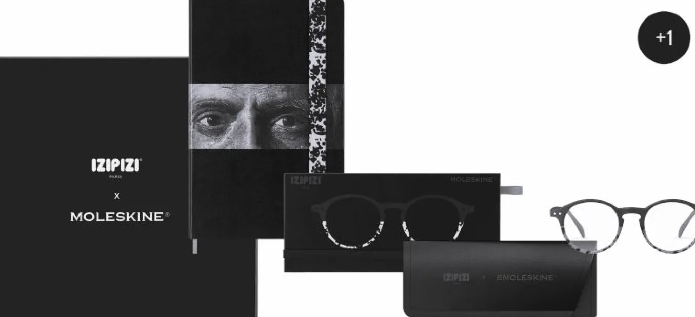 IZIPIZI x Moleskine Large Ruled Notebook and Reading Glasses Grey