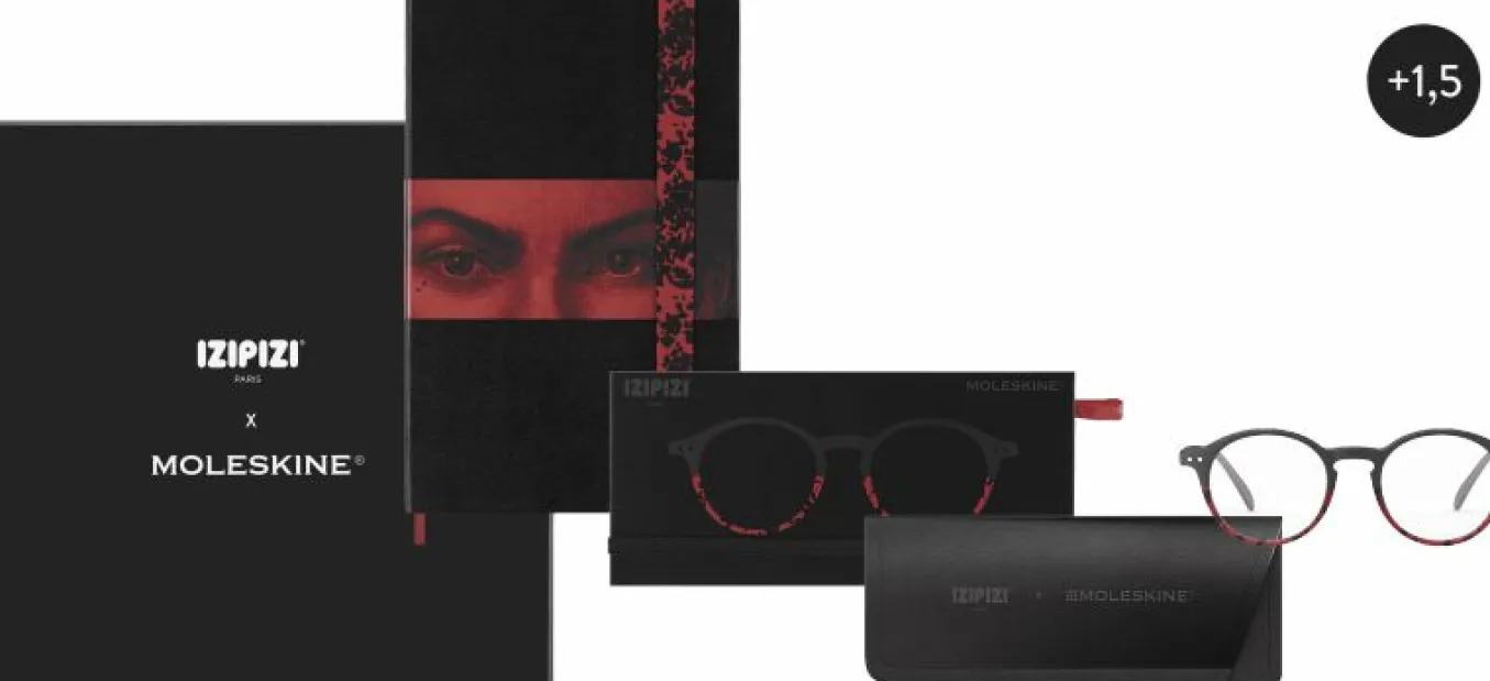 IZIPIZI x Moleskine Large Ruled Notebook and Reading Glasses Red