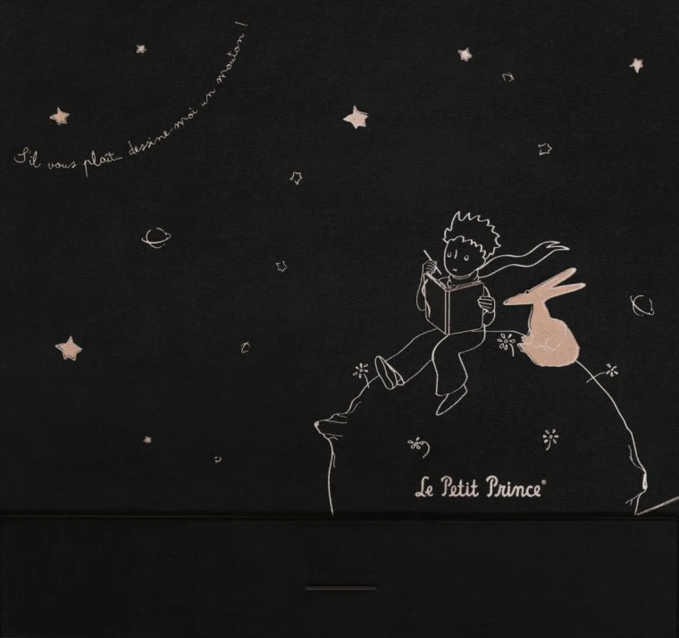 Le Petit Prince Collector's Box Large ruled notebook, Large Undated Planner, Le Petit Prince statuette, Gift Box Black