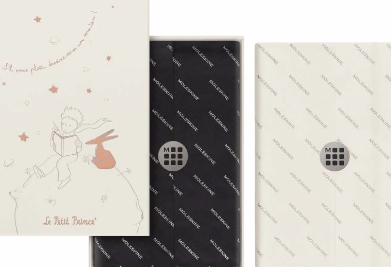 Le Petit Prince Limited Edition Set Large ruled notebook, Large Undated Planner, with Gift Box Grey