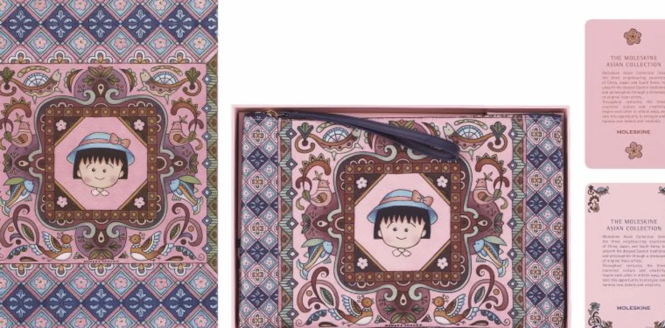 Sakura Gift Set by Momoko Sakura Large Ruled Notebook, Large Plain Notebook, and Pouch Multi-color